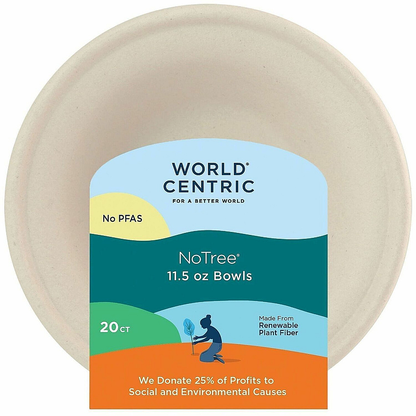 No Tree 11.5oz Fiber Bowls Commercial, Food - Beige - Fiber, Bamboo Body - 20 / Pack (BORTSCU11)