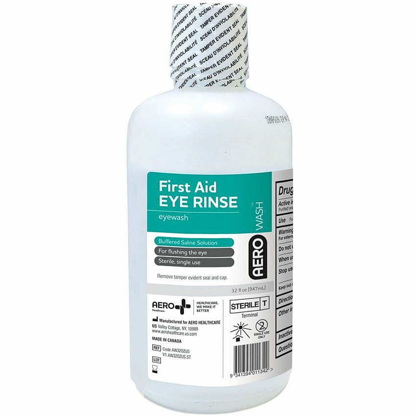 Aero AeroWash First-Aid Eyewash 1 quart - Sterile - For Irritated Eyes, Eye Burning, Eye Itching - 1 Each (AW32OZUS)