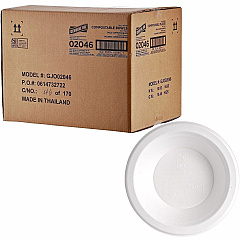 Genuine Joe BPI Certified Compostable Paper Bowl Breakroom, Food - Disposable - Microwave Safe - White - Sugarcane, Paper Body - 1 Carton (GJO02046) Genuine Joe BPI Certified Compostable Paper Bowl Breakroom, Food - Disposable - Microwave Safe - White - Sugarcane, Paper Body - 1 Carton (GJO02046)