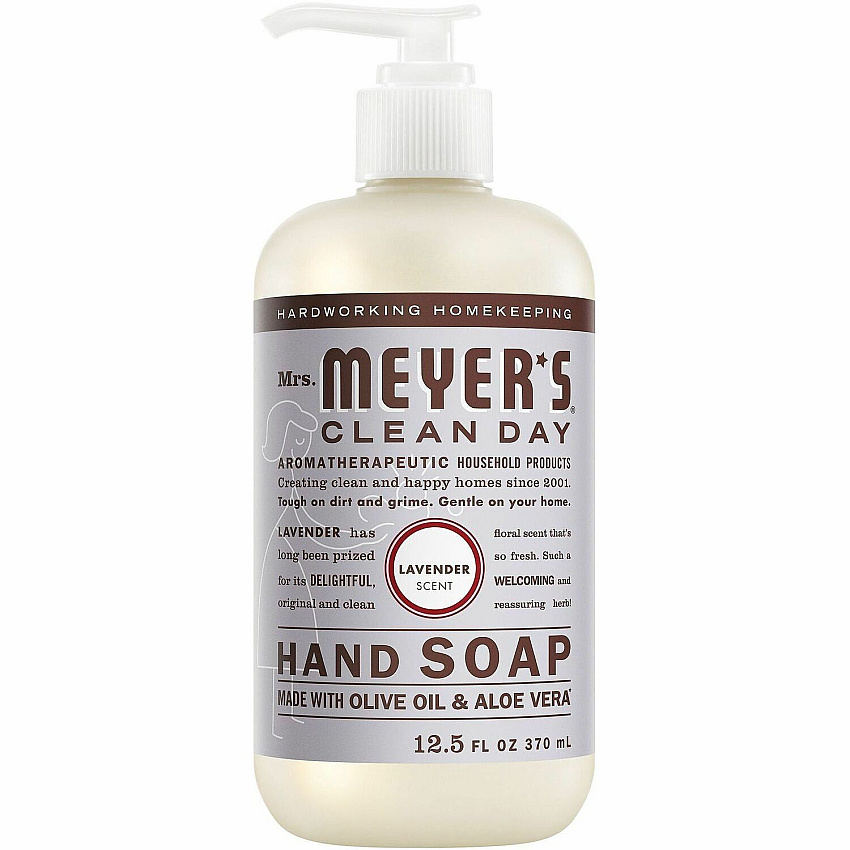 Mrs. Meyer's Clean Day Hand Soap Lavender Scent - 12.50 fl oz - Bottle Dispenser - Grime Remover, Dirt Remover - Hand, Office, Commercial, Food Handling, Education, Skin, Home - Moisturizing - Multi - Non-drying, Paraben-free, Phthalate-free, No  (390066)