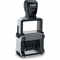 Trodat Professional 5-in-1 Date Stamp Message/Date Stamp - ENTERED, FAXED, PAID, RECEIVED - 2 Line(s) - 2" Impression Width x 1.12" Impression Length - 4 Impression(s) - 4 Bands - 12 Year Band - Blue - Steel - Rectangle - Document - Recycled - 1 E (T5430)