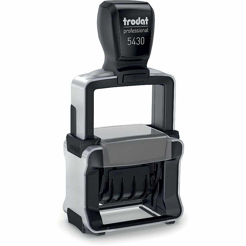 Trodat Professional 5-in-1 Date Stamp Message/Date Stamp - ENTERED, FAXED, PAID, RECEIVED - 2 Line(s) - 2" Impression Width x 1.12" Impression Length - 4 Impression(s) - 4 Bands - 12 Year Band - Blue - Steel - Rectangle - Document - Recycled - 1 E (T5430)