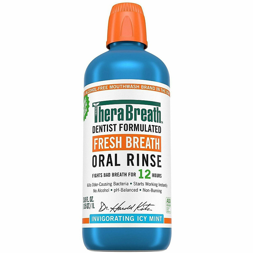 TheraBreath Fresh Breath Oral Rinse For Mouthwash, Bad Breath - Icy Mint - 1.06 quart - 1 Each (9702981616)