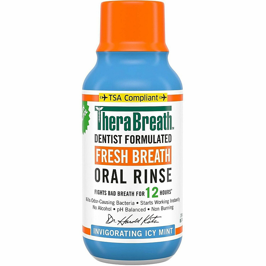 TheraBreath Fresh Breath Oral Rinse For Mouthwash, Bad Breath - Icy Mint - 3 fl oz Bottle - 1 Each (9702999512)