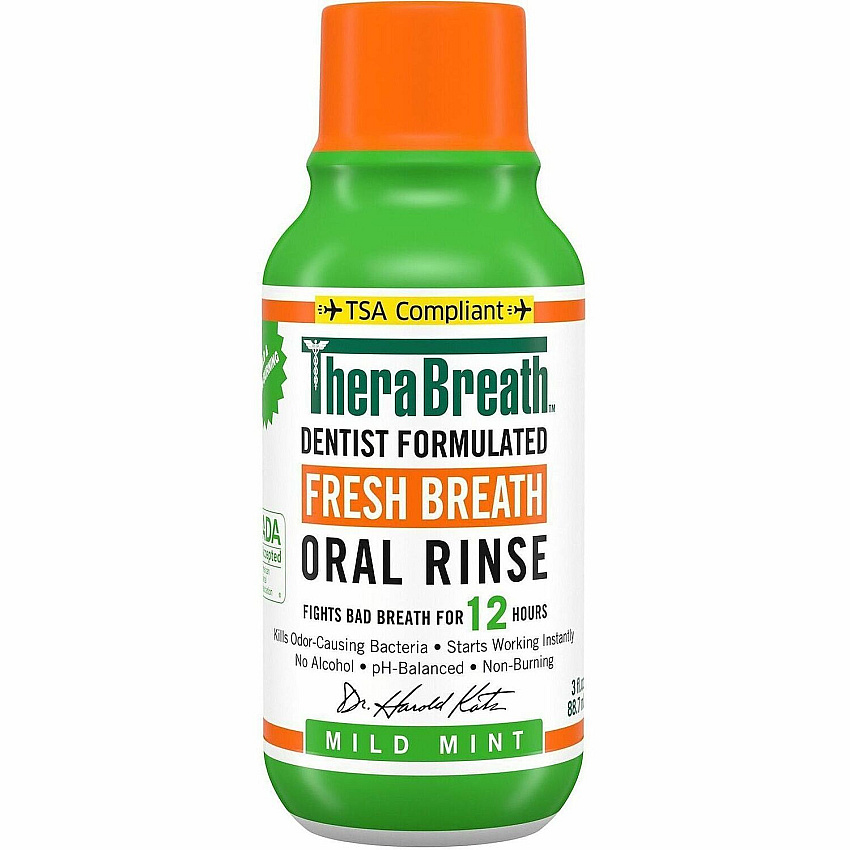TheraBreath Fresh Breath Oral Rinse For Mouthwash, Bad Breath - Mild Mint - 3 fl oz Bottle - 1 Each (9702999511)