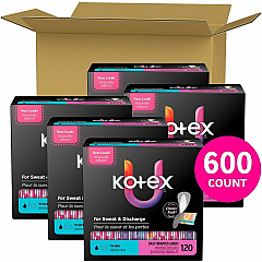 U by Kotex Wrapped Panty Liners Light - Absorbent, Individually Wrapped, Odor-absorbing, Chlorine-free - 120 Liners/Box - 5 / Carton (58311CT)