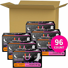U by Kotex Ultra Thin Overnight Pads With Wings - Overnight - Absorbent, Anti-leak, Hypoallergenic, Chlorine-free - 16/Box - 6 / Carton (58229CT)