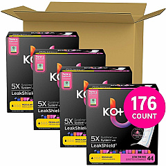 U by Kotex Ultra-Thin Period Pads Regular - Absorbent, Anti-leak, Hypoallergenic, Chlorine-free, Comfortable - 44/Box - 4 / Carton (58246CT)
