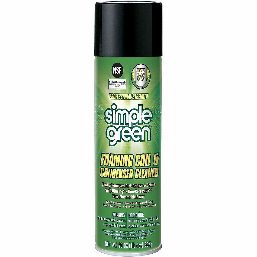 Simple Green Foaming Coil Cleaner For Refrigerator, Freezer, Condenser Coil - 20 fl oz - Caustic-free, Non-flammable, UnscentedAerosol Spray Can - 12 / Carton (0113418)