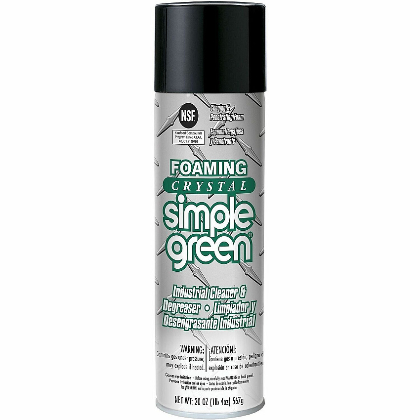 Simple Green Foaming Crystal Industrial Cleaner & Degreaser For Multi Surface - Ready-To-Use - Foam, Aerosol - 20 fl oz (0.6 quart) - Recommended For: Grease Remover - Scent-free, Non-flammable, Caustic-free, Non-abrasive, Color-free - Colorless (0619010)