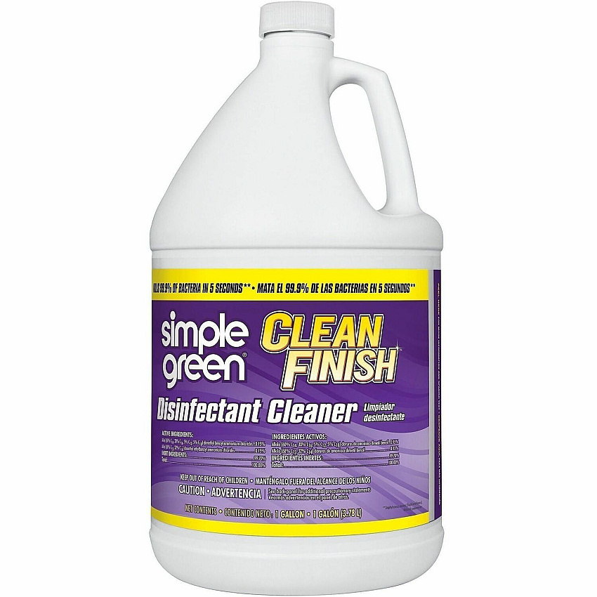 Simple Green Clean Finish Disinfectant Cleaner For Hard Surface, Nonporous Surface - 128 fl oz (4 quart) - Recommended For: Bacteria Remover, Dirt Remover, Grime Remover - Deodorize - Green - 4 / Carton (2801128)