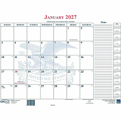 Unicor Blotter Style Monthly Calendar Pad Monthly - 12 Month - January 2027 to January 2028 - 1 Month Single Page Layout - 22" x 18" Sheet Size - Desk, Desk Pad - White - 1 Each (6648794) Unicor Blotter Style Monthly Calendar Pad Monthly - 12 Month - January 2027 to January 2028 - 1 Month Single Page Layout - 22" x 18" Sheet Size - Desk, Desk Pad - White - 1 Each (6648794)