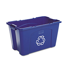 Rubbermaid Commercial Stacking Recycle Bin, Rectangular, Polyethylene, 18 gal, Blue (571873BE)