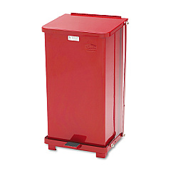 Rubbermaid Commercial Defenders Biohazard Step Can, Square, Steel, 6.5 gal, Red (ST12EPLRD)