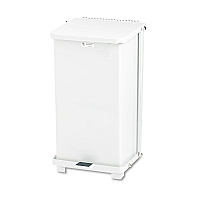 Rubbermaid Commercial Defenders Biohazard Step Can, Square, Steel, 6.5 gal, White (ST12EPLWH)