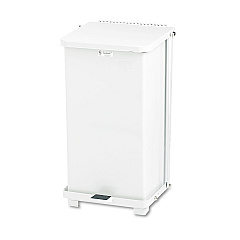 Rubbermaid Commercial Defenders Biohazard Step Can, Square, Steel, 6.5 gal, White (ST12EPLWH)