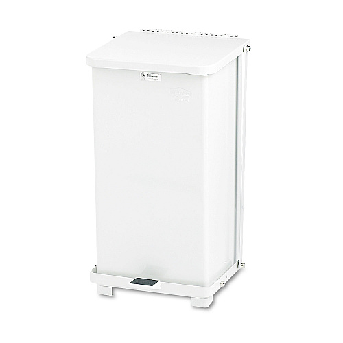Rubbermaid Commercial Defenders Biohazard Step Can, Square, Steel, 6.5 gal, White (ST12EPLWH)