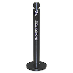 Rubbermaid Commercial Smoker's Pole, Round, Steel, 0.9 gal, Black (R1BK)