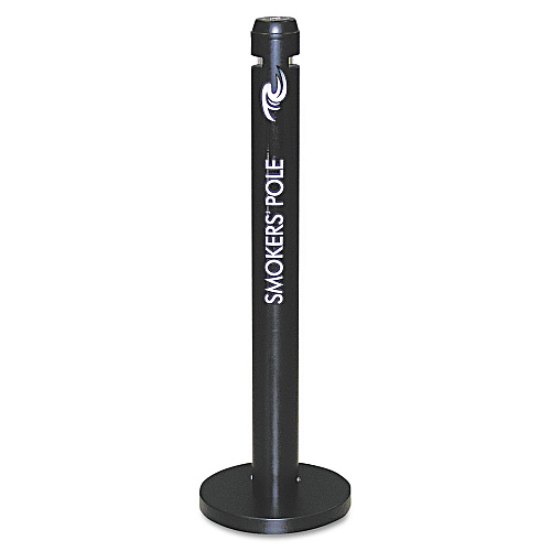 Rubbermaid Commercial Smoker's Pole, Round, Steel, 0.9 gal, Black (R1BK)