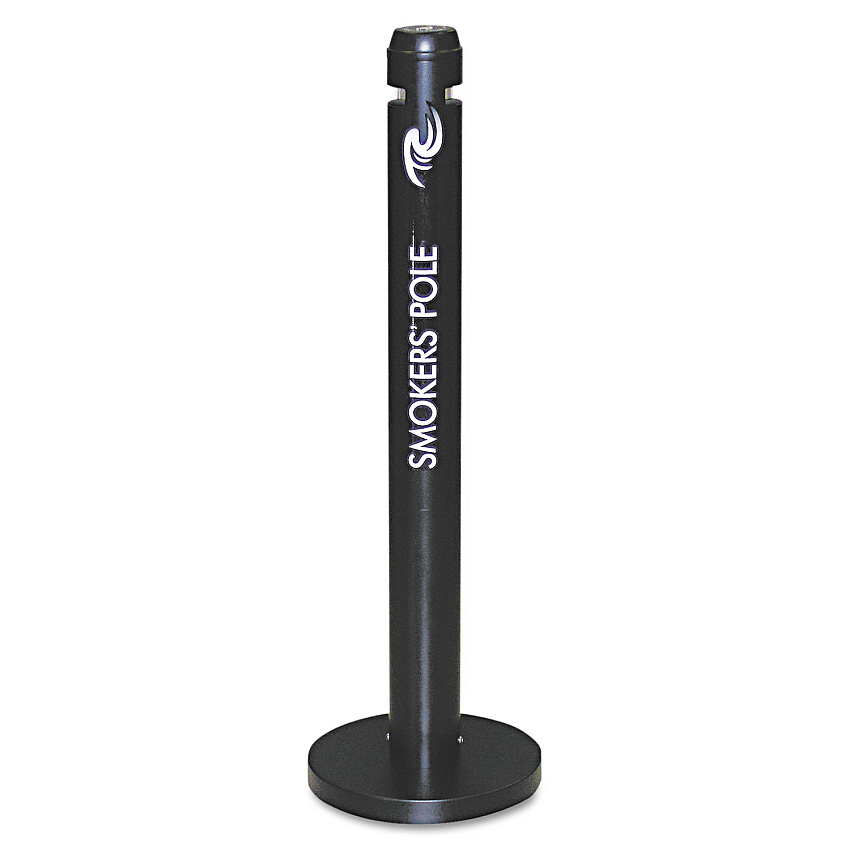 Rubbermaid Commercial Smoker's Pole, Round, Steel, 0.9 gal, Black (R1BK)
