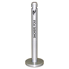 Rubbermaid Commercial Smoker's Pole, Round, Steel, 0.9 gal, Silver (R1SM)