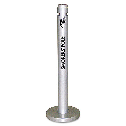 Rubbermaid Commercial Smoker's Pole, Round, Steel, 0.9 gal, Silver (R1SM)