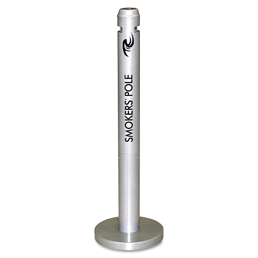 Rubbermaid Commercial Smoker's Pole, Round, Steel, 0.9 gal, Silver (R1SM)