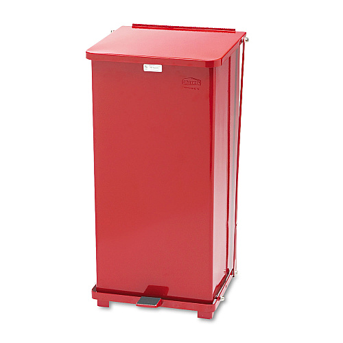 Rubbermaid Commercial Defenders Biohazard Step Can, Square, Steel, 13 gal, Red (ST24EPLRD)