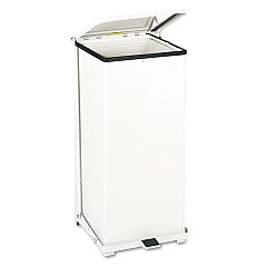 Rubbermaid Commercial Defenders Biohazard Step Can, Square, Steel, 13 gal, White (ST24EPLWH)