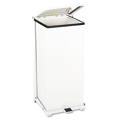 Rubbermaid Commercial Defenders Biohazard Step Can, Square, Steel, 13 gal, White (ST24EPLWH)