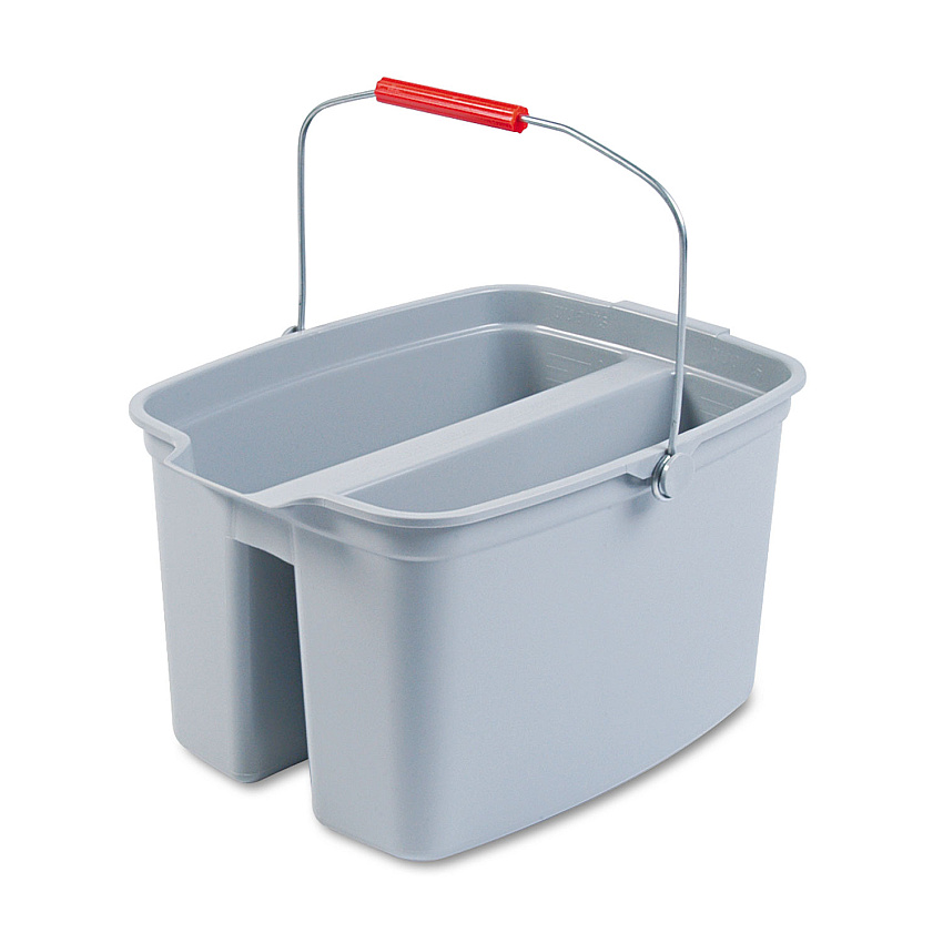 Rubbermaid Commercial 19 Quart Double Utility Pail, 18 x 14 1/2 x 10, Gray Plastic (262888GY)