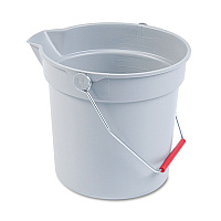 Rubbermaid Commercial 10 Quart Plastic Utility Pail, 10 1/2 Diameter x 10 1/4h, Gray Plastic (296300GY)