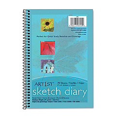 Pacon Art1st Sketch Diary, Blue Cover, 9 x 6, 64 lb Text Paper Stock, 70 Sheets (4790)