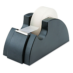 AbilityOne 7520002402411 SKILCRAFT Desktop Tape Dispenser, Rubber Feet, Serrated Cutting Edge, 1" Core, Plastic, Black