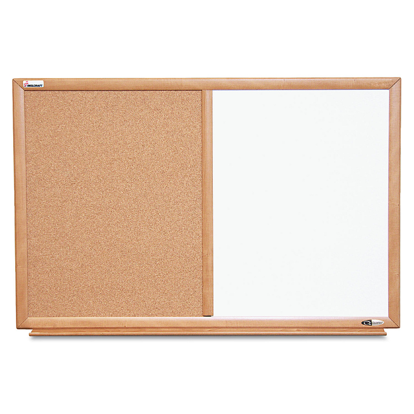 AbilityOne 7110015680401 SKILCRAFT Quartet Combination Board, Oak Frame, 24x36