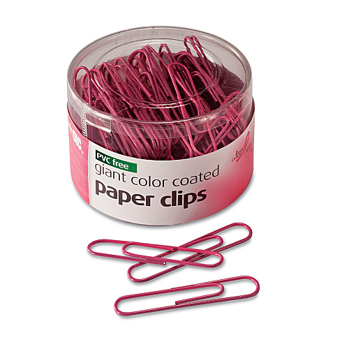 Officemate Pink Coated Paper Clips, Giant, PET-Coated, Pink, 80/Pack (08908)