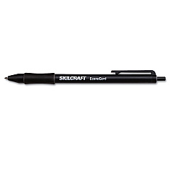 AbilityOne 7520015425943 SKILCRAFT EconoGard Ballpoint Pen, Retractable, Medium 1 mm, Black Ink, Black Barrel, Dozen
