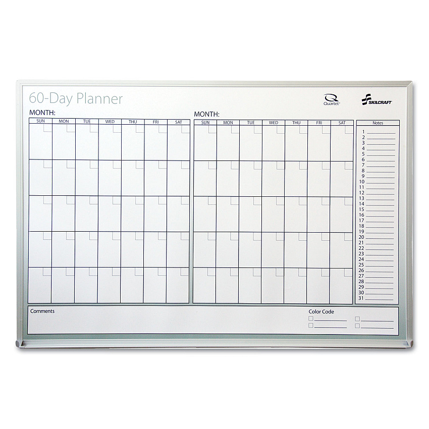 AbilityOne 7520012239897 SKILCRAFT Quartet Dry Erase 60-Day Planner, Dry Erase, 24 x 36