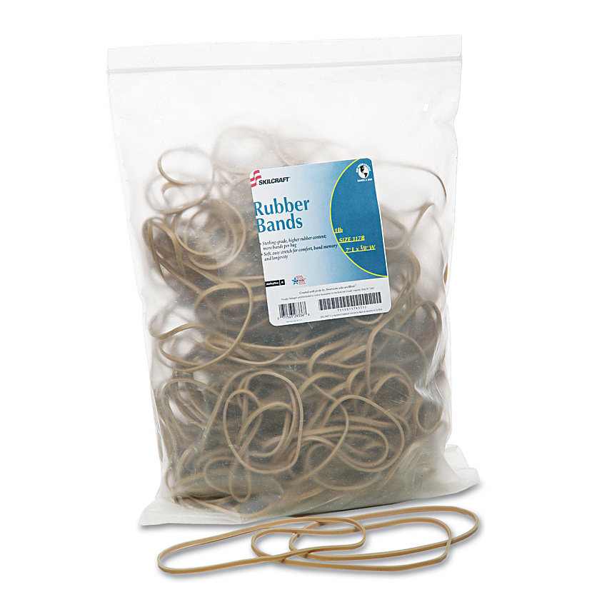 AbilityOne 7510015783512 SKILCRAFT Rubber Bands, Size 117B, 0.06" Gauge, Beige, 1 lb Box, 250/Pack