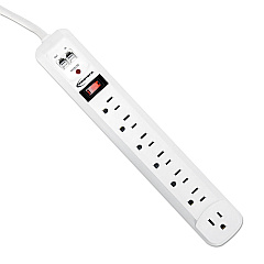 Innovera Surge Protector, 7 AC Outlets, 4 ft Cord, 1,080 J, White (IVR71654)
