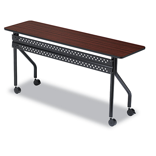 Iceberg OfficeWorks Mobile Training Table, 60w x 18d x 29h, Mahogany/Black (68058)