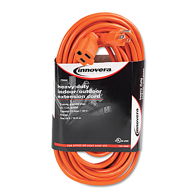 Innovera Indoor/Outdoor Extension Cord, 50 ft, 13 A, Orange (IVR72250)