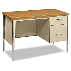 HON 34000 Series Right Pedestal Desk, 45.25" x 24" x 29.5", Harvest/Putty (34002RCL)