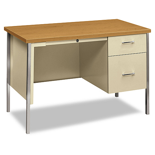 HON 34000 Series Right Pedestal Desk, 45.25" x 24" x 29.5", Harvest/Putty (34002RCL)