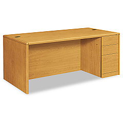 HON 10700 Series Single Pedestal Desk with Full-Height Pedestal on Right, 72" x 36" x 29.5", Harvest (10787RCC)