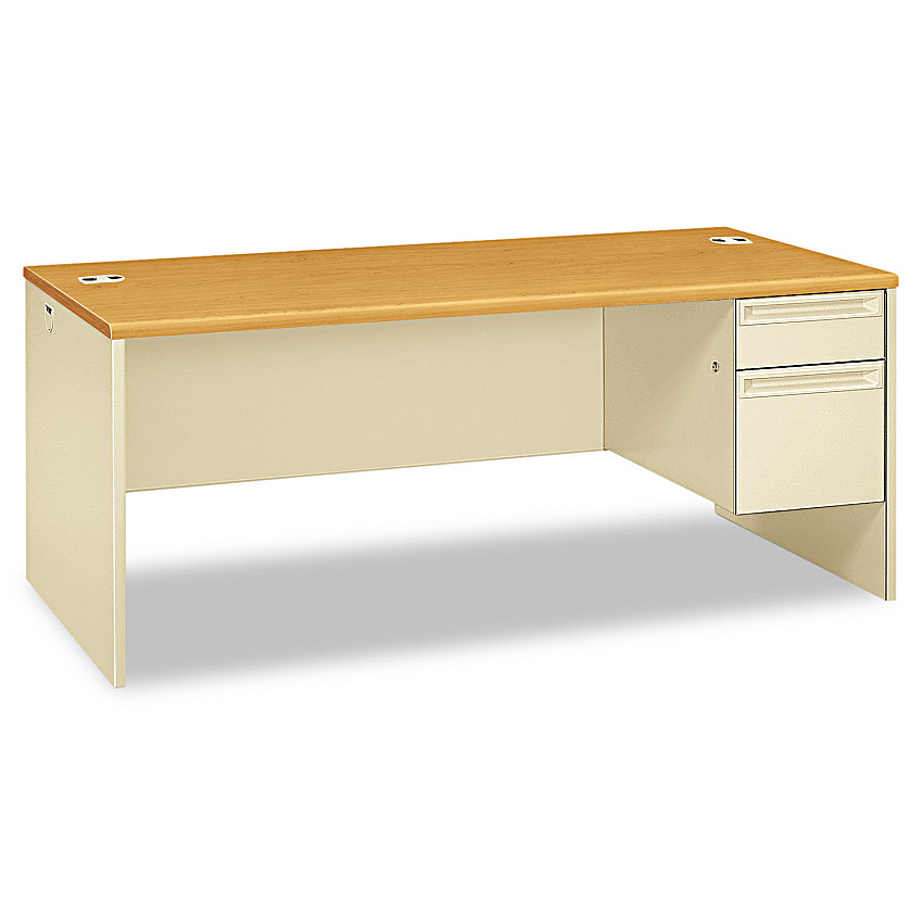 HON 38000 Series Right Pedestal Desk, 72" x 36" x 29.5", Harvest/Putty (38293RCL)