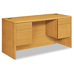 HON 10700 Kneespace Credenza, 3/4 Height Pedestals, 60w x 24d x 29.5h, Harvest (10765CC)