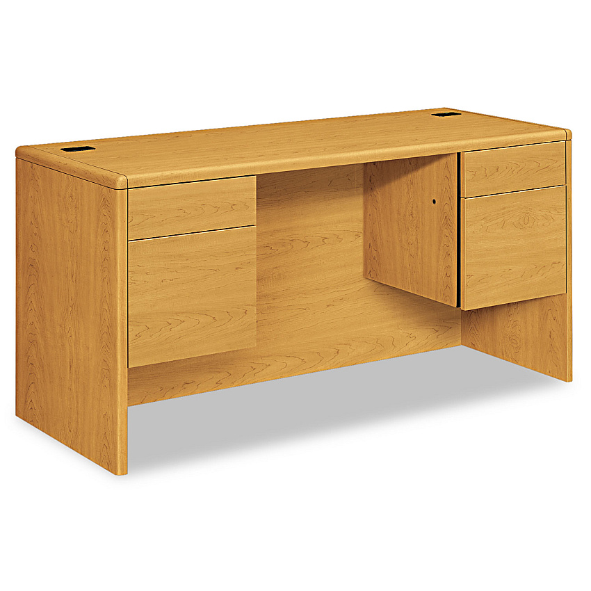 HON 10700 Kneespace Credenza, 3/4 Height Pedestals, 60w x 24d x 29.5h, Harvest (10765CC)