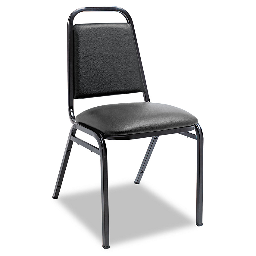 Alera Padded Steel Stacking Chair, Supports Up to 250 lb, Black, 4/Carton (ALESC68VY10B)
