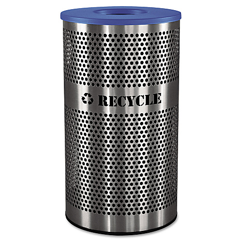 Ex-Cell Stainless Steel Recycle Receptacle, 33 gal, Stainless Steel (VCR33PERFS)